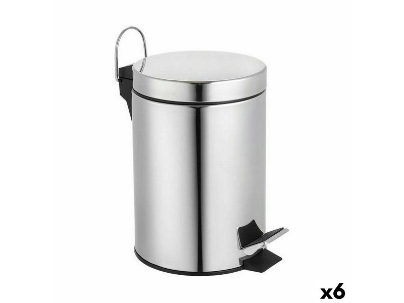 Кошче за Боклук с Педал Confortime Сребрист 3 L (6 броя)
