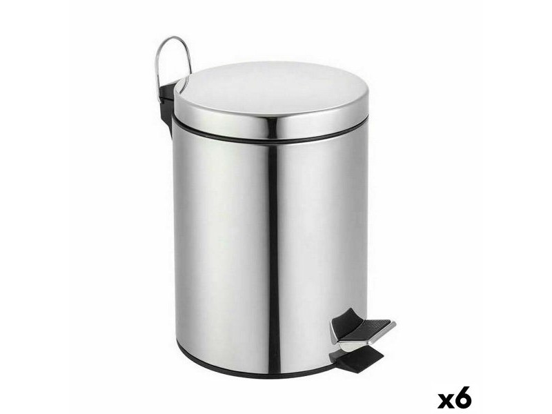 Кошче за Боклук с Педал Confortime Сребрист 5 L (6 броя)