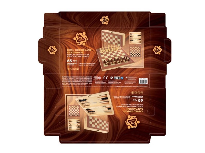 Дъска за Шах и Дама CB Games Дървен Tабла (6 броя)