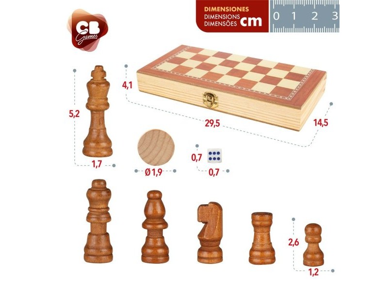 Дъска за Шах и Дама CB Games Дървен Tабла (6 броя)
