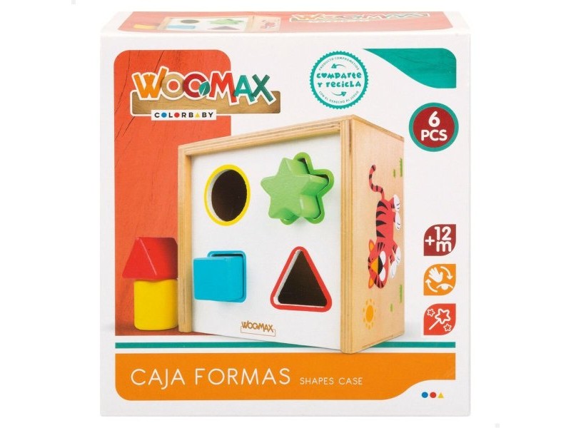 Детски Пъзел от Дърво Woomax Форми 13,5 x 7,5 x 13 cm (6 броя)