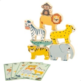 Строителна Игра + Фигури Woomax Животни 16 Части 7 x 7 x 1,5 cm (6 броя)