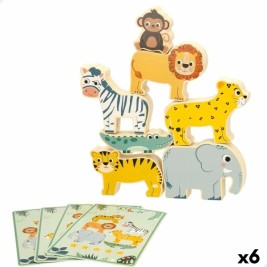 Строителна Игра + Фигури Woomax Животни 16 Части 7 x 7 x 1,5 cm (6 броя)
