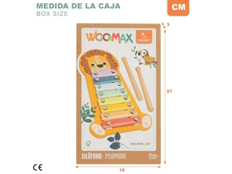 Ксилофон Woomax Лъв Дървен 16 x 2,5 x 26 cm (6 броя)