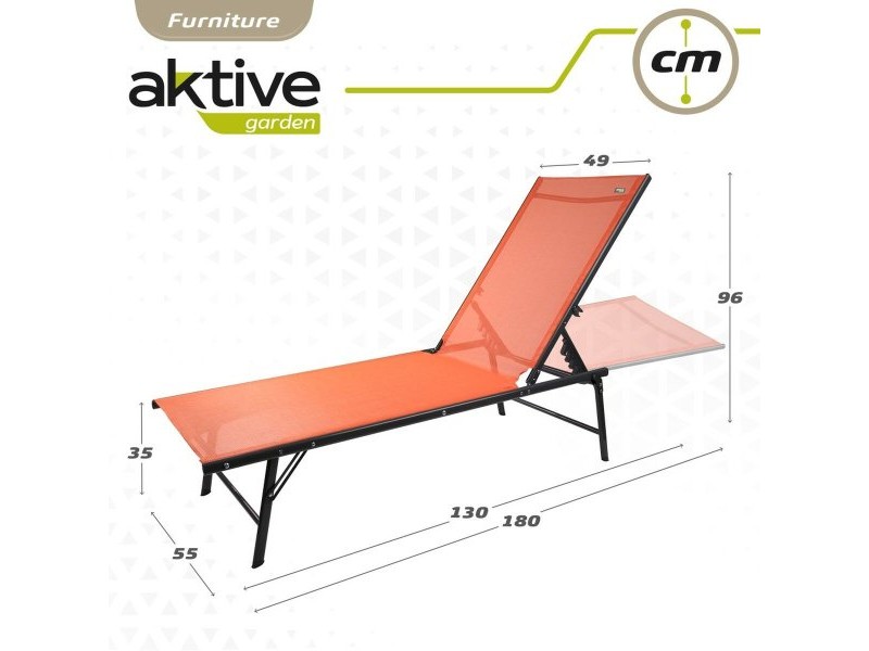 Полулегнал шезлонг Aktive Оранжев 180 x 35 x 49 cm (2 броя)
