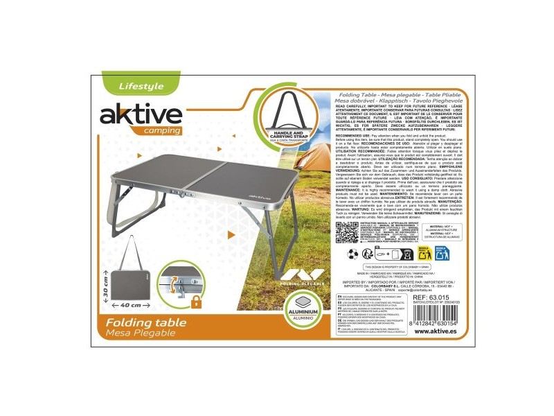 Сгъваема масичка Aktive Къмпинг Антрацит 60 x 25 x 40 cm (4 броя)