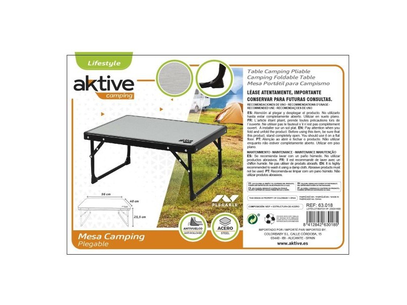 Сгъваема масичка Aktive Къмпинг Сив 56 x 25 x 40 cm (2 броя)