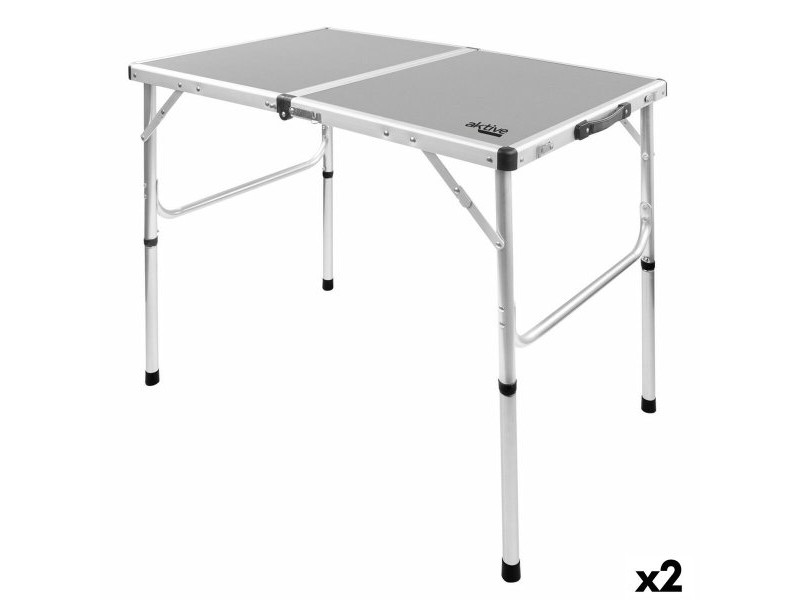 Сгъваема масичка Aktive Къмпинг Сив 90 x 70 x 60 cm (2 броя)