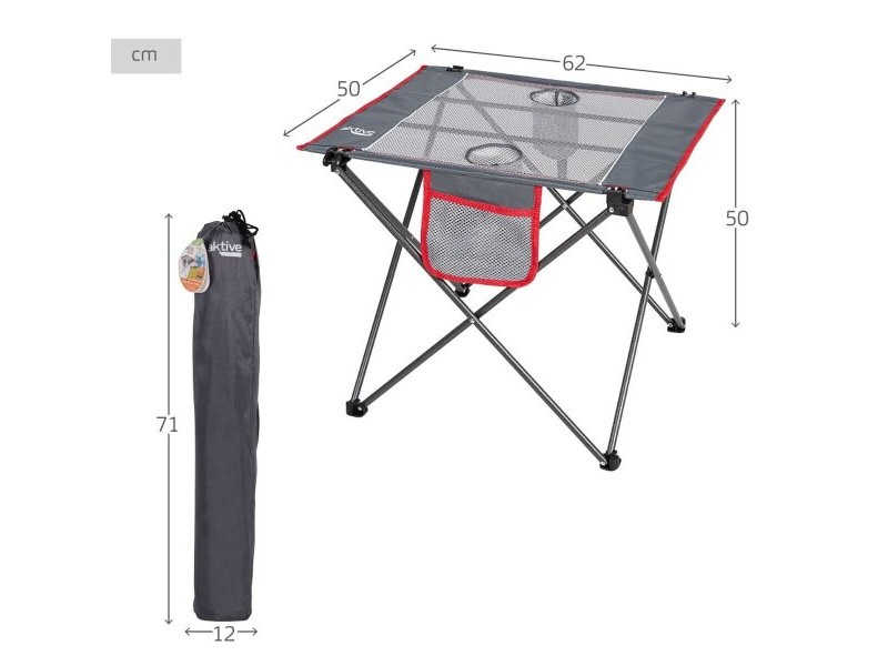 Сгъваема масичка Aktive Къмпинг Сив 62 x 50 x 50 cm (2 броя)