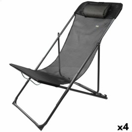 Полулегнал шезлонг Aktive Черен 53 x 87 x 78 cm (4 броя)