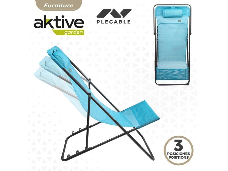 Полулегнал шезлонг Aktive Син 53 x 87 x 78 cm (4 броя)