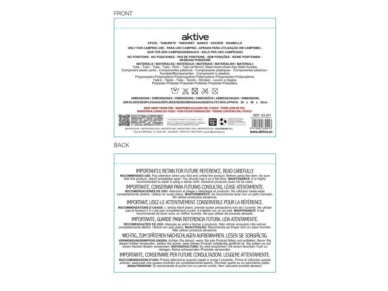 Табуретка Aktive Сгъваем Къмпинг Сив 30 x 32 x 30 cm (4 броя)