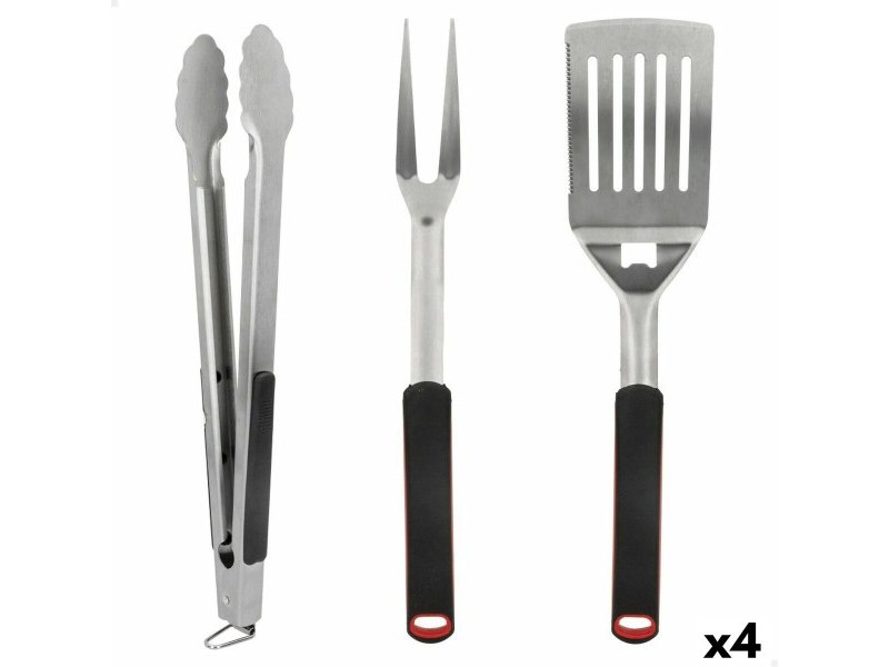 Комплект Прибори за Барбекю Aktive 3 Части Барбекю Неръждаема стомана 9 x 41 x 5 cm (4 броя)