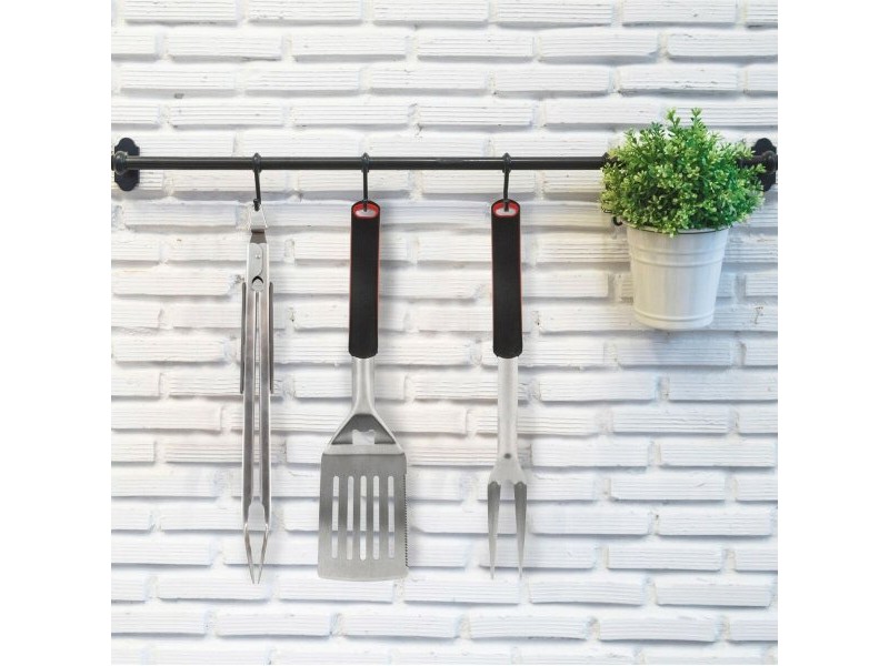 Комплект Прибори за Барбекю Aktive 3 Части Барбекю Неръждаема стомана 9 x 41 x 5 cm (4 броя)