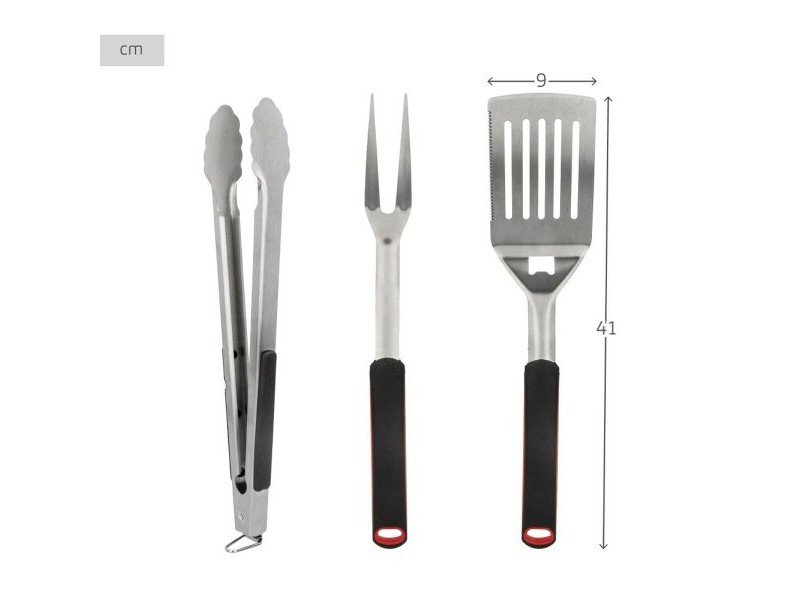 Комплект Прибори за Барбекю Aktive 3 Части Барбекю Неръждаема стомана 9 x 41 x 5 cm (4 броя)