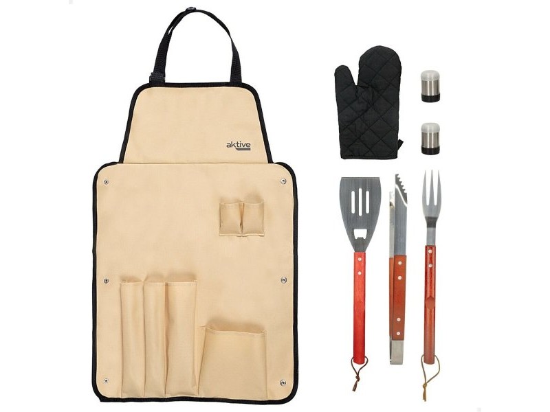 Комплект Прибори за Барбекю Aktive 7 Части Барбекю Неръждаема стомана 42 x 67 x 3 cm (4 броя)