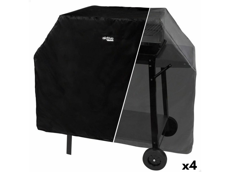 Защитно покритие за барбекю Aktive Черен 4 броя 142 x 120 x 60 cm