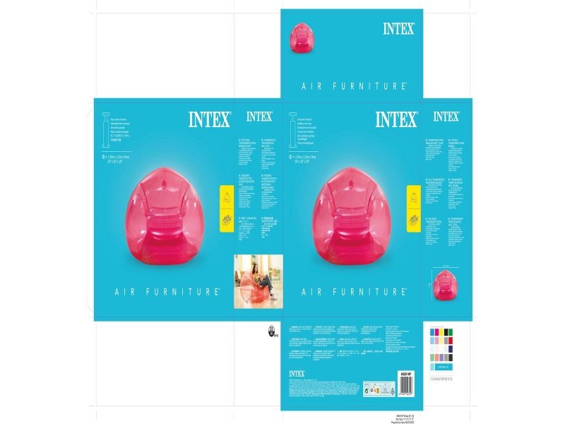 Надуваем стол за басейн Intex Beanless Прозрачен Розов 137 x 74 x 127 cm (4 броя)