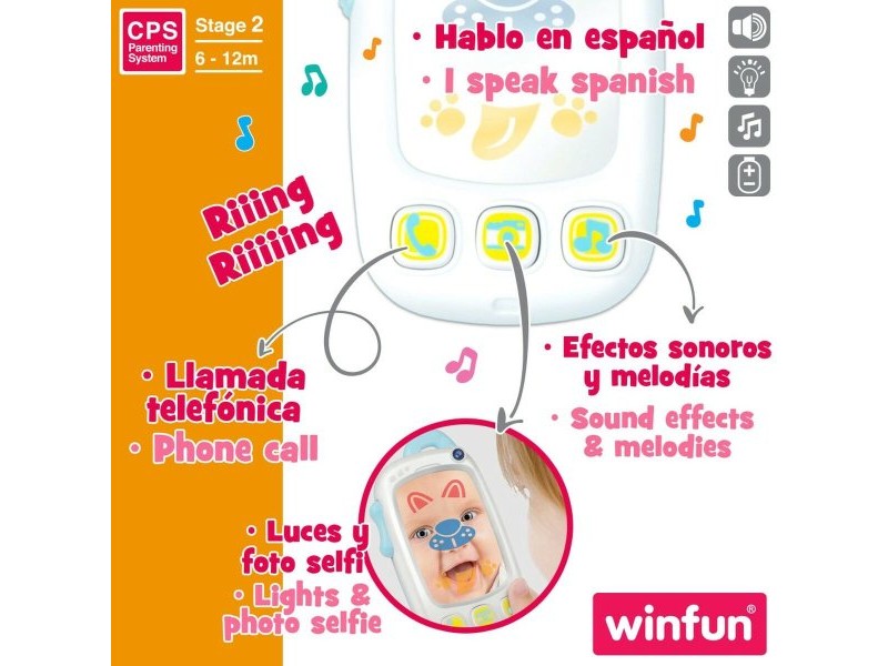 Играчка Телефон Winfun Бял 9 x 15,5 x 3,8 cm (6 броя)