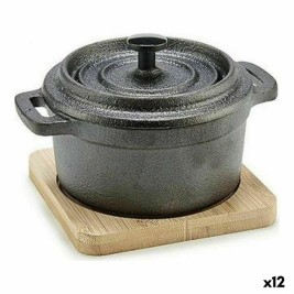 Тенджера Kinvara Кафяв Черен Дървен Бамбук Кована стомана 13 x 8,5 x 10 cm 10 x 8.5 x 13 cm 13 x 10 x 8,5 cm (12 броя)