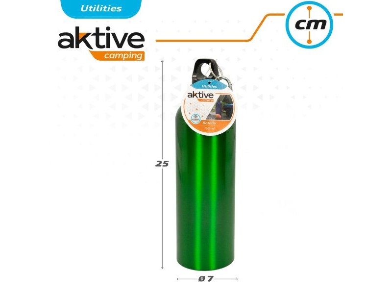 Бутилка за вода Aktive 750 ml Карабинер Алуминий 7 x 25 x 7 cm (24 броя)
