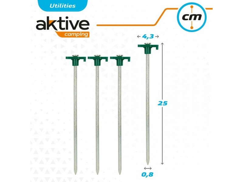 Колчета за къмпинг Aktive 25 cm 4 Части Ø 8 mm (24 броя)