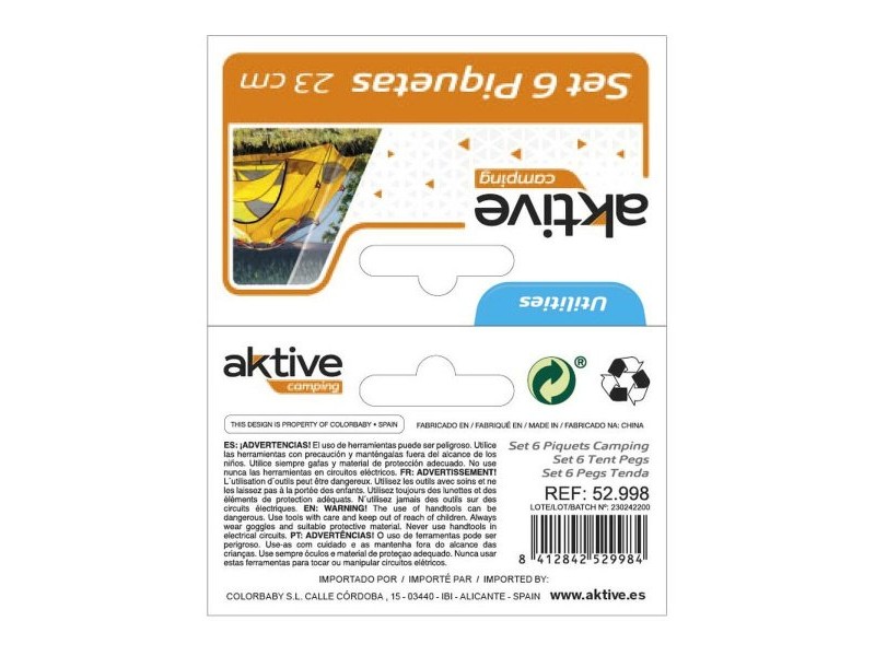 Колчета за къмпинг Aktive 6 Части (24 броя)
