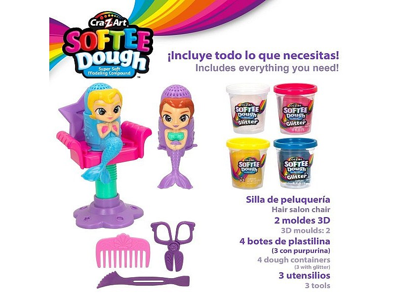 Игра от Пластелин Cra-Z-Art Softee Dough Коса sirenas (4 броя)