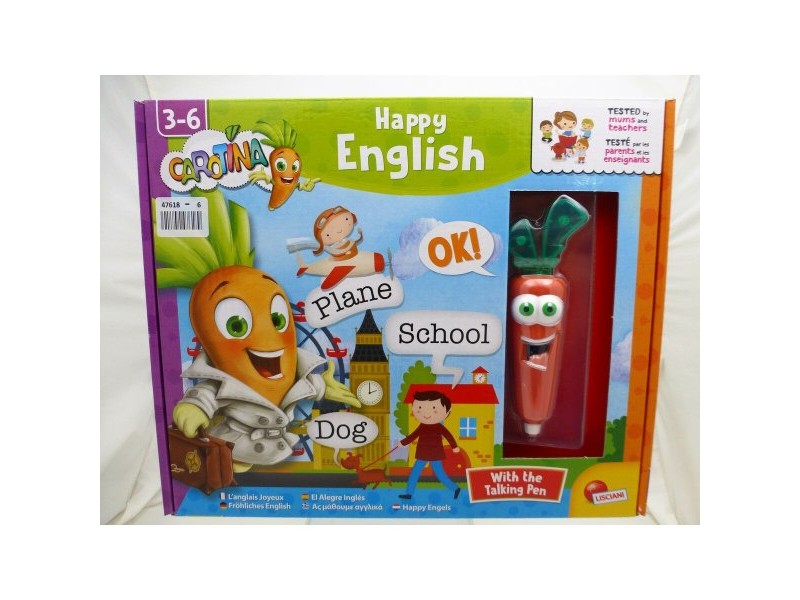 Образователна Игра Lisciani Giochi Carotina Baby Happy English 4,5 x 14,5 x 3 cm Електронно Пъзел (6 броя)