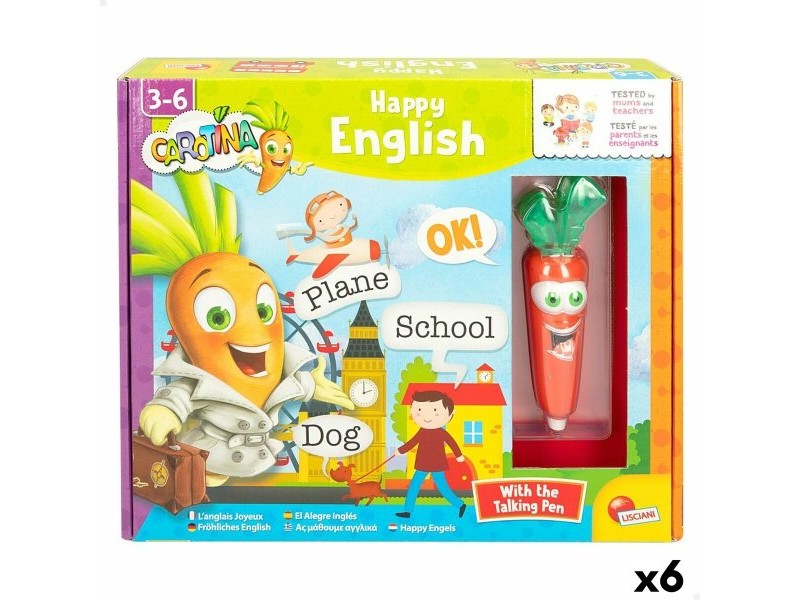 Образователна Игра Lisciani Giochi Carotina Baby Happy English 4,5 x 14,5 x 3 cm Електронно Пъзел (6 броя)