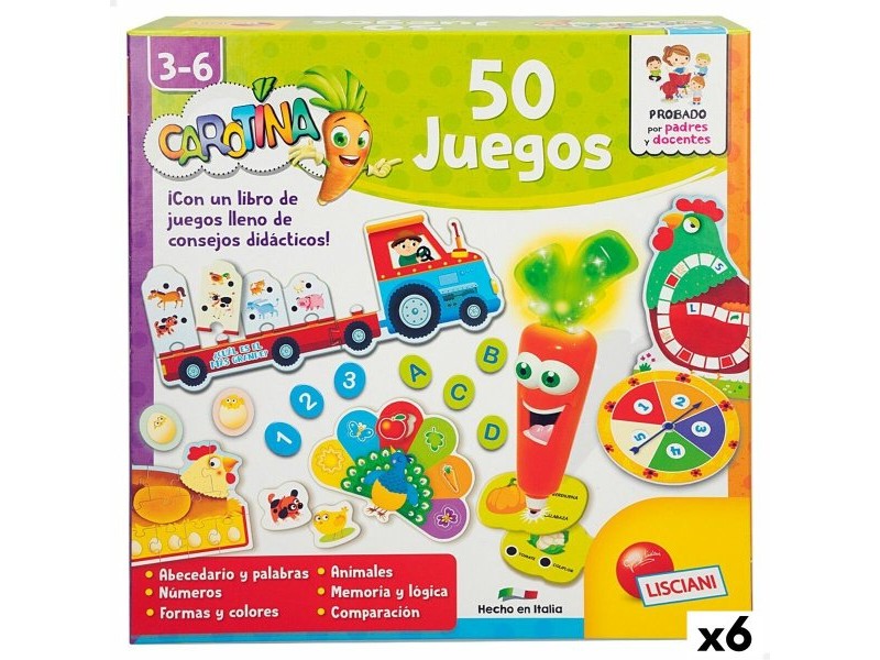Образователна Игра Lisciani Giochi Carotina Baby 50 Juegos 4,5 x 14,5 x 3,5 cm Електронно (6 броя)