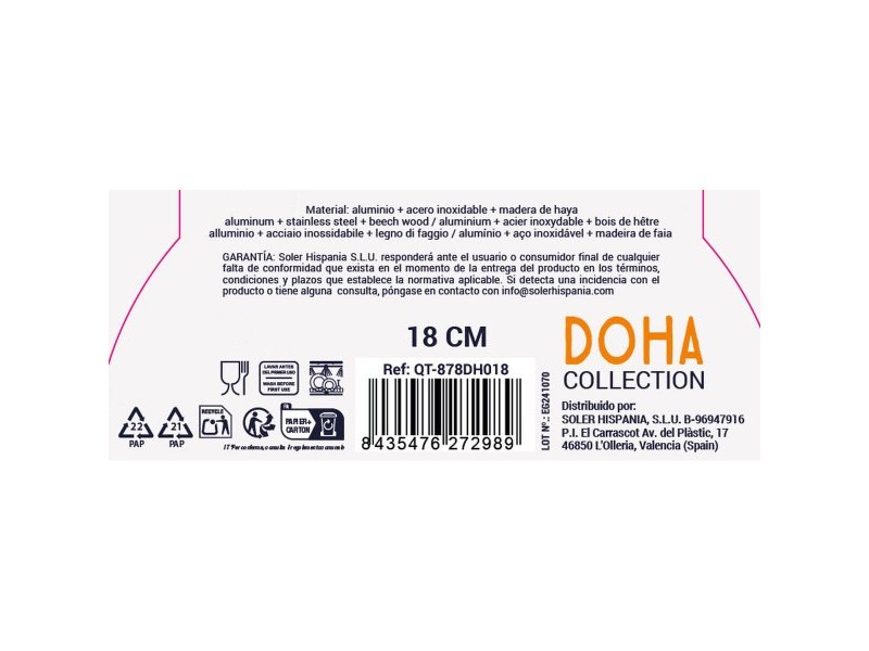 Тиган Quttin Doha Закален алуминиум 37 x 18 x 5 cm (6 броя)