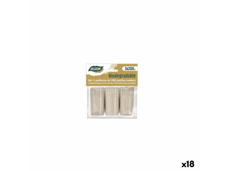 Клечки за Зъби Algon Дървен 600 Части (18 броя)