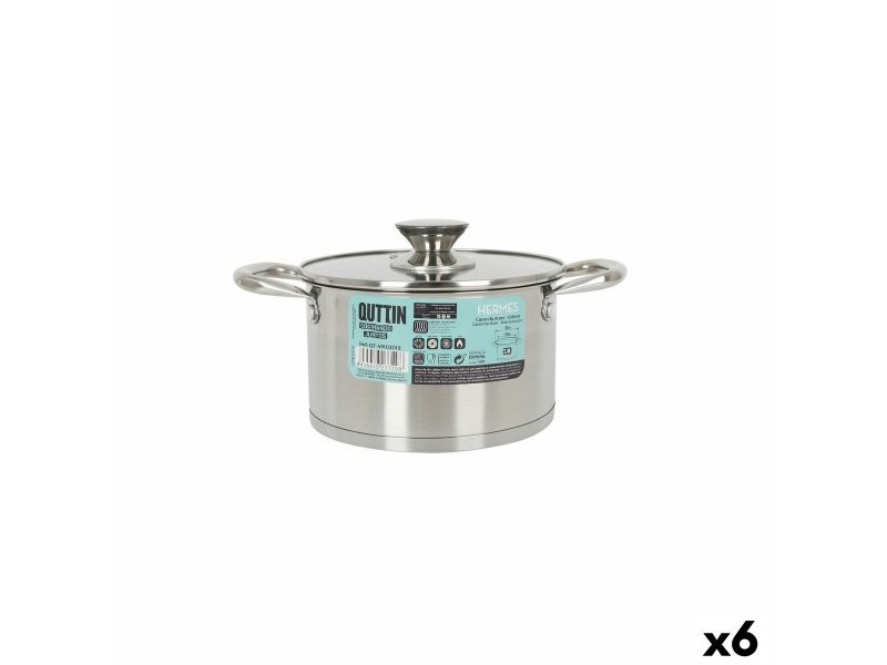 Тенджера със Стъклен Капак Quttin Hermes Стомана 2,8 L (6 броя)