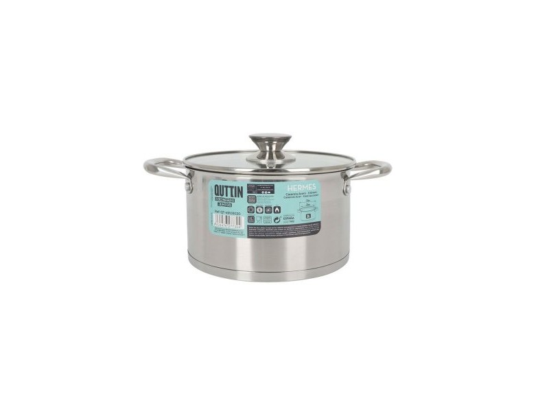 Тенджера със Стъклен Капак Quttin Hermes Стомана 3 L (4 броя)