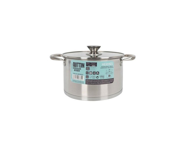 Тенджера със Стъклен Капак Quttin Hermes Стомана 4 L (4 броя)