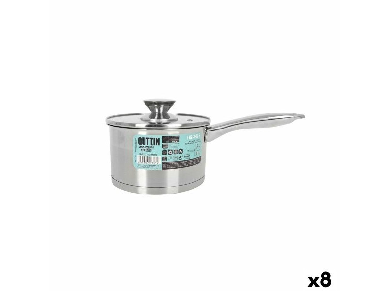 Тиган за Сос с Капак Quttin Hermes 1,8 L Стомана (8 броя)