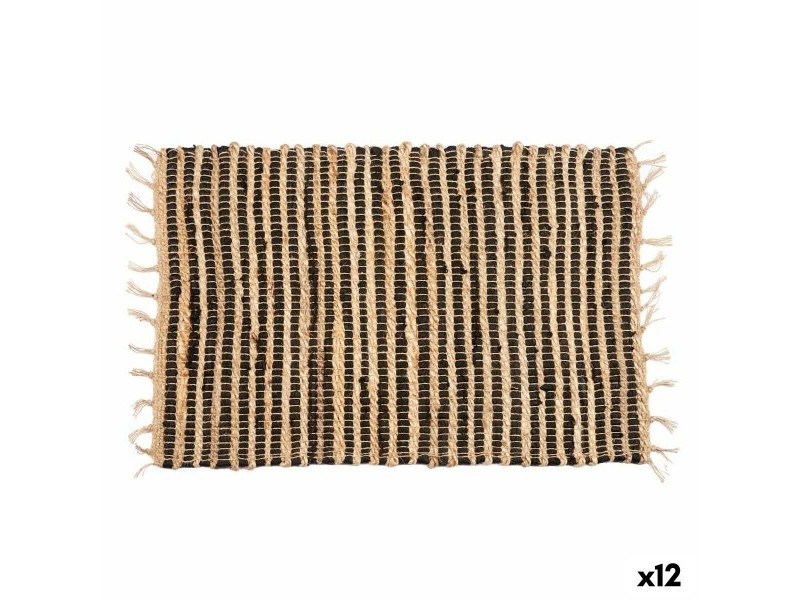 Килим Gift Decor Черен Естествен Райета 60 x 1 x 90 cm (12 броя)