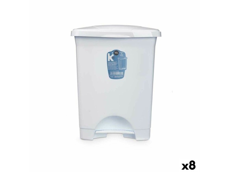 Кошче с педал Бял Пластмаса 10 L (8 броя)