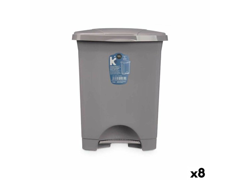 Кошче с педал Сив Пластмаса 10 L (8 броя)