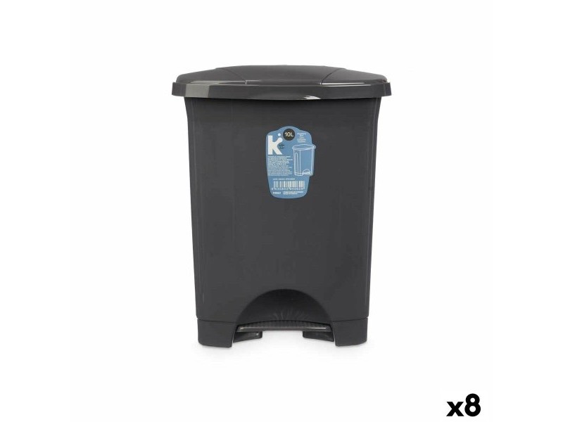Кошче с педал Антрацит Пластмаса 10 L (8 броя)