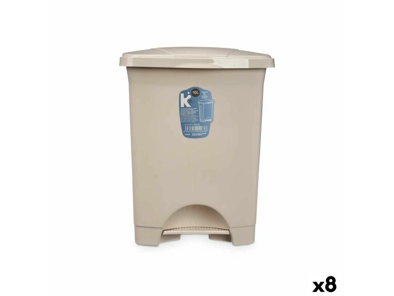 Кошче с педал Бежов Пластмаса 10 L (8 броя)