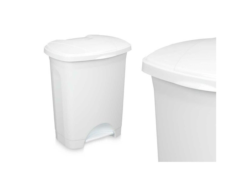 Кошче с педал Бял Пластмаса 30 L (4 броя)