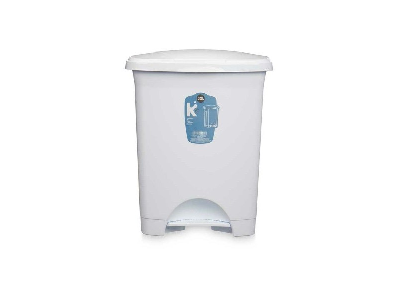 Кошче с педал Бял Пластмаса 30 L (4 броя)