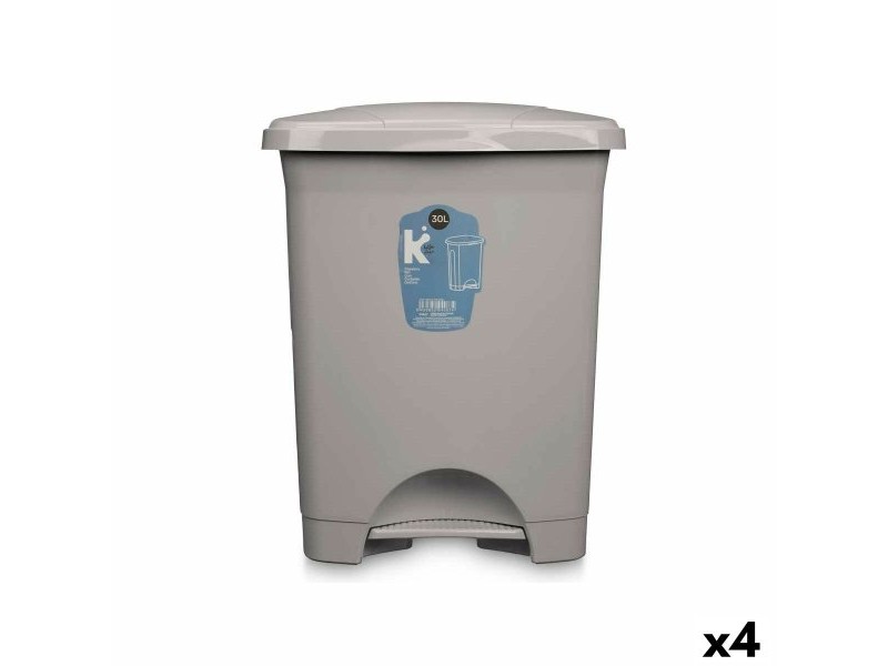 Кошче с педал Сив Пластмаса 30 L (4 броя)