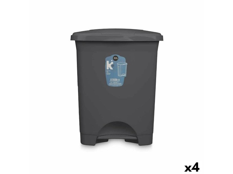 Кошче с педал Антрацит Пластмаса 30 L (4 броя)