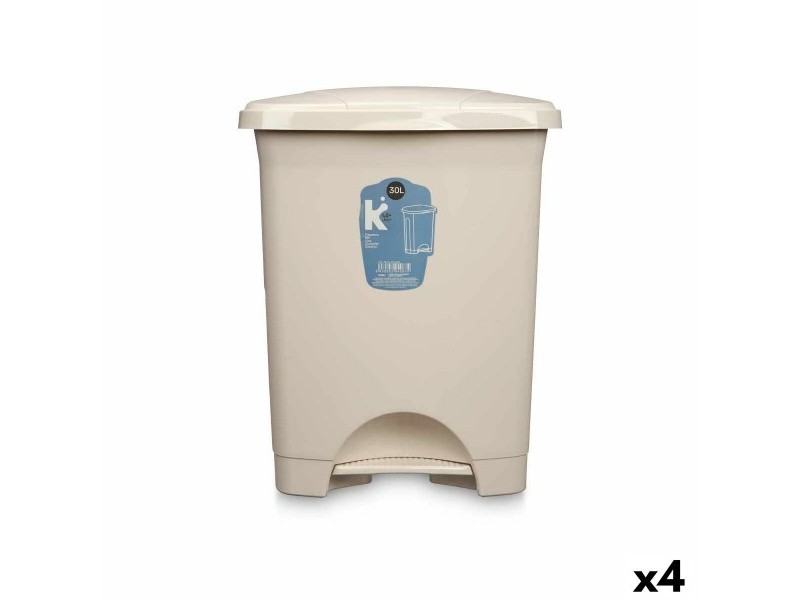 Кошче с педал Бежов Пластмаса 30 L (4 броя)