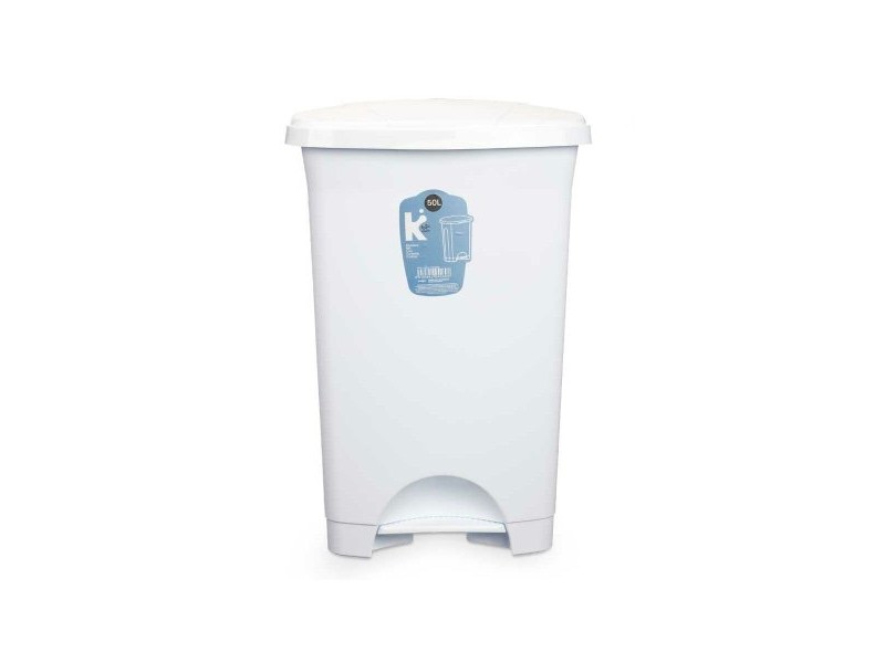 Кошче с педал Бял Пластмаса 50 L (3 броя)