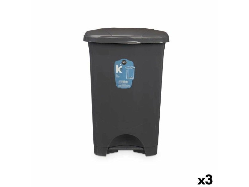 Кошче с педал Антрацит Пластмаса 50 L (3 броя)