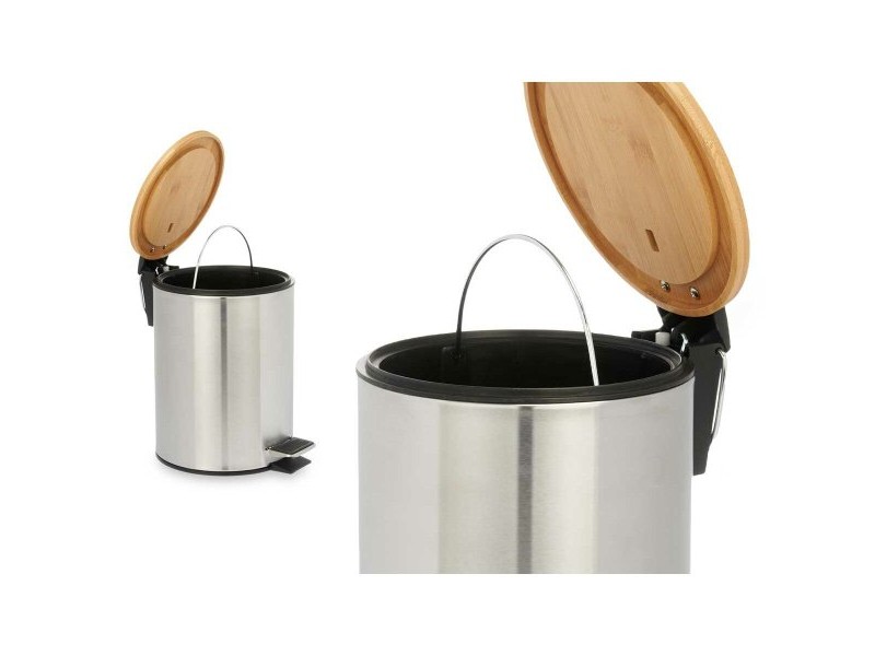 Кошче с педал Berilo Кафяв Сребрист Бамбук Неръждаема стомана 3 L (6 броя)